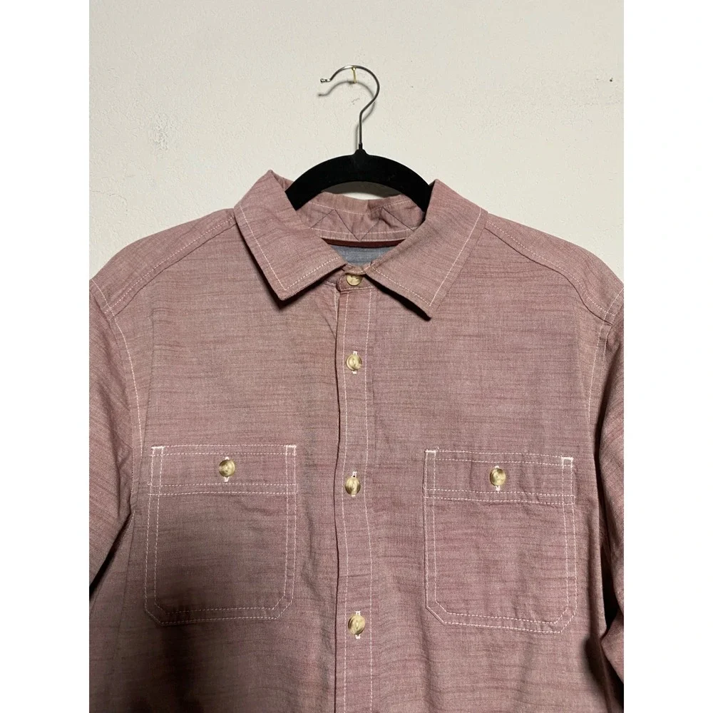 The North Face Long Sleeve Button Down Mens M Dusty Rose Chambray Outdoor Casual